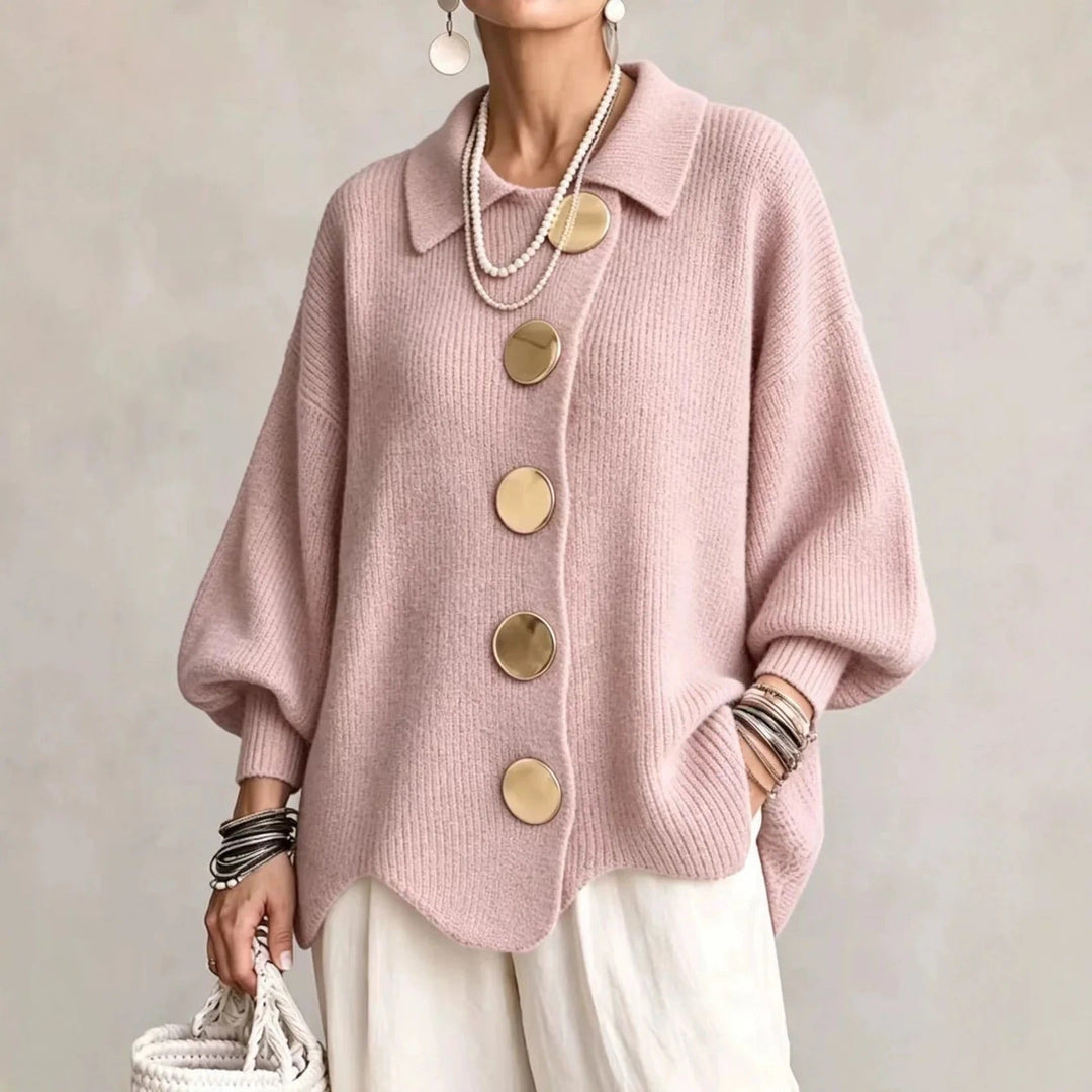 Karina – Oversized kardigan s ovratnikom i gumbima