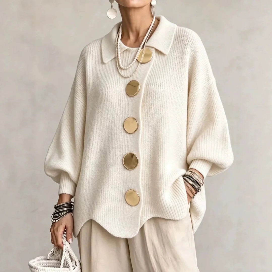 Karina – Oversized kardigan s ovratnikom i gumbima