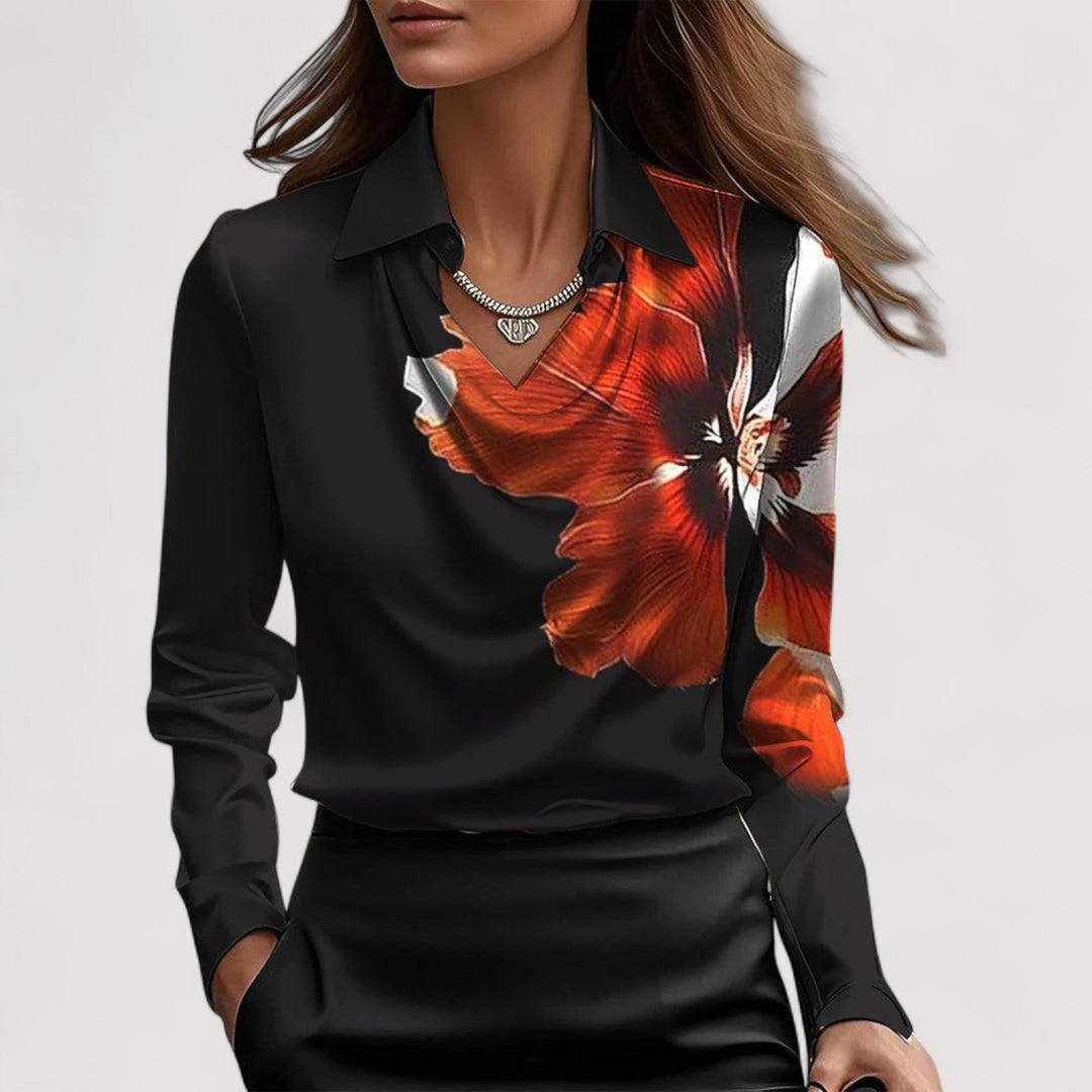 Charlotte – Elegantna Satenska Bluza s V-Izrezom