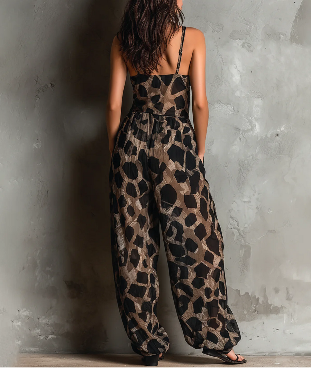 Zvjezdana - Kombinezon Široke Nogavice Animal Print