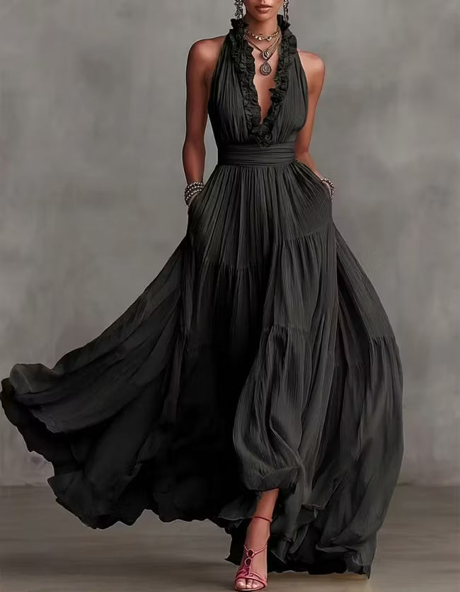 Nina - Haljina Maxi Plisirano Halter