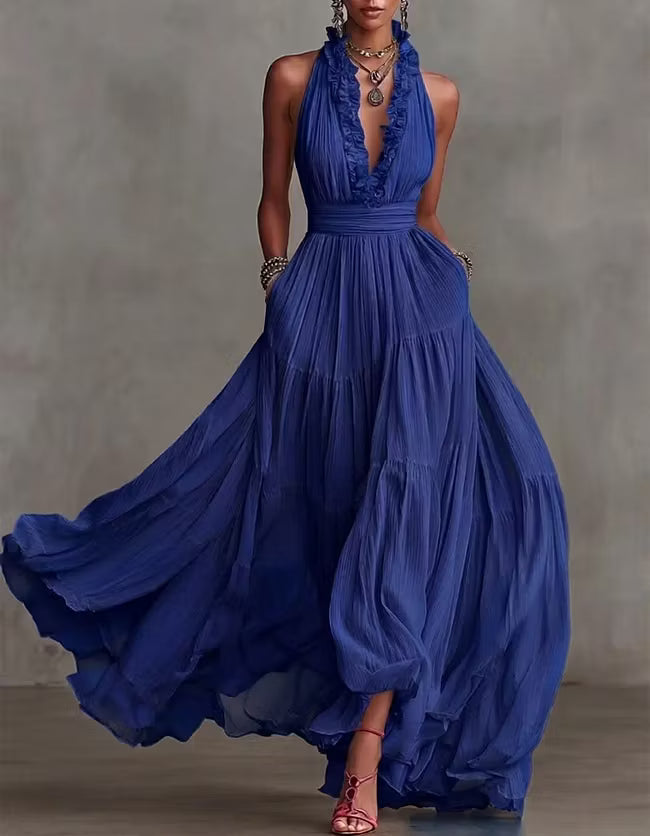 Nina - Haljina Maxi Plisirano Halter