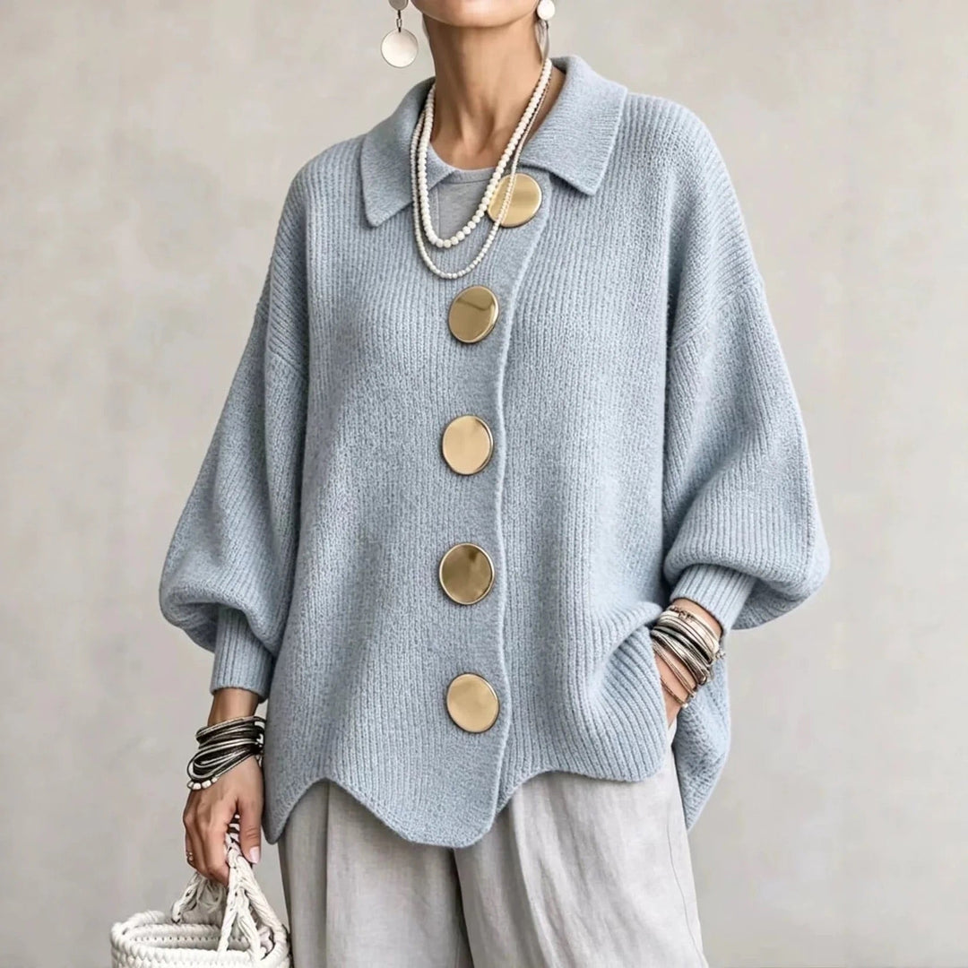 Karina – Oversized kardigan s ovratnikom i gumbima