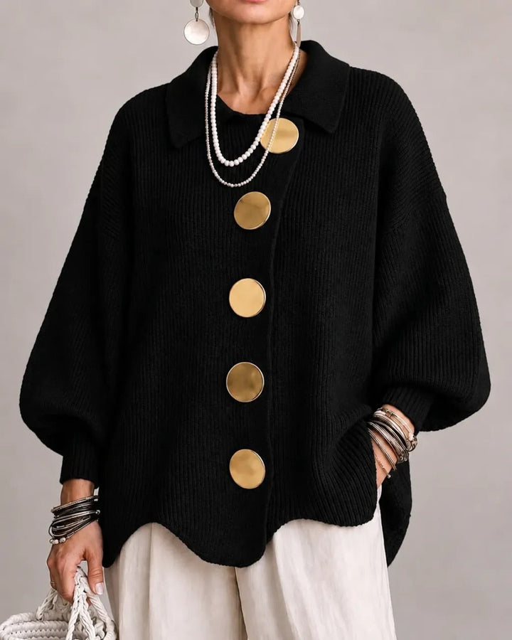 Karina – Oversized kardigan s ovratnikom i gumbima